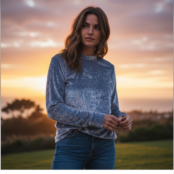 Bogner Sweaters - Bogner Vintage Velour Ski Turtleneck Light Blue